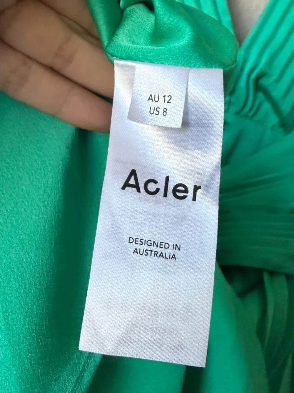 Acler Palms Pleated Midi Dress in Electric Green NWT Size 10